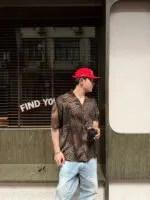 Vintage Leopard Print Short Sleeve Men's Shirt – Retro Casual Summer Button-Up - Image 5