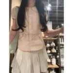 Lace Peter Pan Collar Short Sleeve Blouse - Image 3