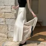 Women's Satin Lace Mermaid Midi Skirt - Image 4