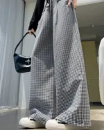 High Waist Plaid Wide Leg Pants - Image 2