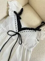 Sweet Polka Dot Puff Sleeve V-Neck Top - Image 4