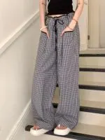 High Waist Plaid Wide Leg Pants - Image 4
