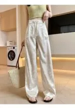 Elegant Frog Button Straight Trousers - Image 5