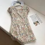 Monet Floral Print Waist-Cinched Midi Dress - Image 9