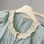 Mint Green Lace Square Neck Blouse - Image 4
