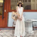 Elegant Embroidered Jacquard Maxi Dress