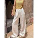 Linen-Feel Wide Leg Pants - Image 5