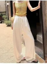 Linen-Feel Wide Leg Pants - Image 6