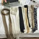 French Vintage Floral Polka Dot Skinny Scarf