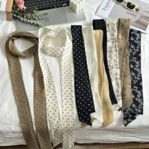 French Vintage Floral Polka Dot Skinny Scarf
