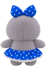 Cute Gray Penguin Plush Toy with Blue Heart Bow & Skirt - Image 5