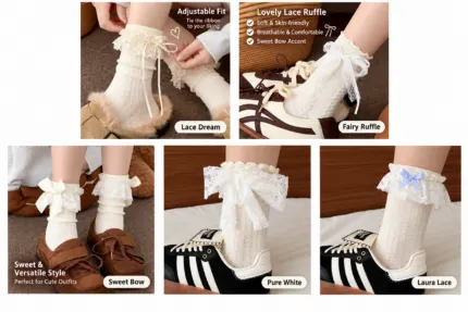 Kawaii Japanese Bow Lace Knee-High Socks