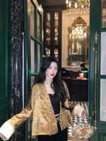 Floral Gold Foil Satin Jacket - Image 18