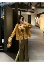 Floral Gold Foil Satin Jacket - Image 4