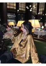 Floral Gold Foil Satin Jacket - Image 7