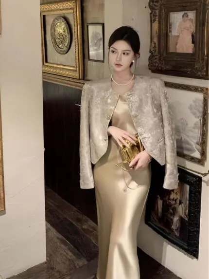 Chic Satin Two-Piece Dress Set