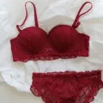 Luxury Wine Red Wireless Push-Up Half Cup Bra & Panty Set
