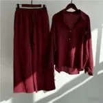 Women’s Summer Loose 2-Piece Co-Ord Set with Wide-Leg Pants