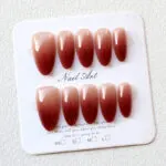 Black Tea Gradient Cat-Eye Almond Press-On Nails - Image 2