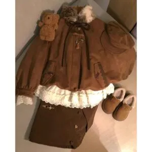 Vintage Faux Fur & Lace 3-Piece Outfit