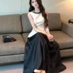 Sleeveless Waist-Fitted Top & High-Waist Skirt
