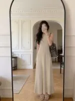 Ribbed Round Neck Waist-Defining Maxi Dress - Image 4