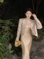 Chic Satin Two-Piece Dress Set - Image 9