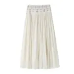 Beaded Rhinestone Beige A-Line Maxi Skirt - Image 10