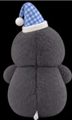 Cute Plush Penguin Soft Toy with Blue Fish & Gingham Party Hat - Image 4