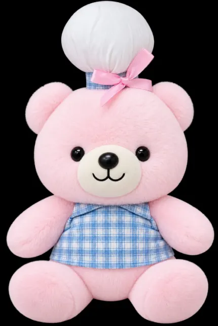 Teddy Bear Plush Toy with Bow & Plaid Dress
