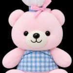 Teddy Bear Plush Toy with Bow & Plaid Dress