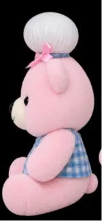 Teddy Bear Plush Toy with Bow & Plaid Dress - Image 4