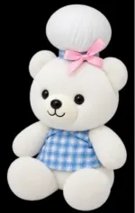 Teddy Bear Plush Toy with Bow & Plaid Dress - Image 6