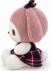 Cute Pink Bunny Plush Toy in Plaid Dress