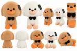 Cute Orange Plush Puppy with Black Bow Tie - Image 6