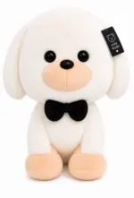 Cute Orange Plush Puppy with Black Bow Tie - Image 4