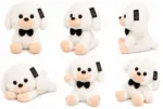 Cute Orange Plush Puppy with Black Bow Tie - Image 3