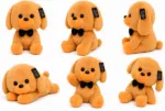 Cute Orange Plush Puppy with Black Bow Tie - Image 2