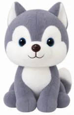 Cute Gray & White Husky Plush Toy - Image 6