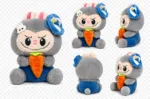 Labubu Plush Toy with Carrot & Blue Outfit - Image 6