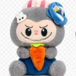 Labubu Plush Toy with Carrot & Blue Outfit