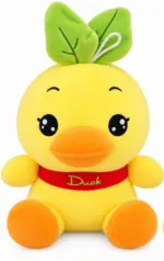 Cute Yellow Duck Plush Toy with Green Leaf Hat