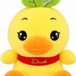 Cute Yellow Duck Plush Toy with Green Leaf Hat