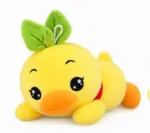 Cute Yellow Duck Plush Toy with Green Leaf Hat - Image 3