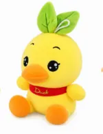 Cute Yellow Duck Plush Toy with Green Leaf Hat - Image 2