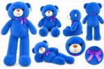Large Blue Teddy Bear Plush Toy with Purple Bow - Image 5