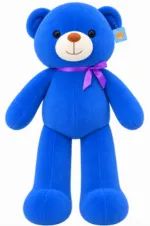 Large Blue Teddy Bear Plush Toy with Purple Bow - Image 4