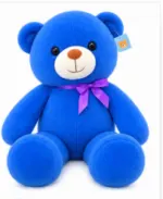 Large Blue Teddy Bear Plush Toy with Purple Bow - Image 3