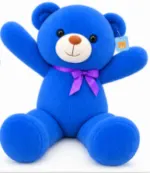 Large Blue Teddy Bear Plush Toy with Purple Bow