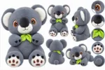 Cute Gray Koala Plush Toy with Leaf - Image 6